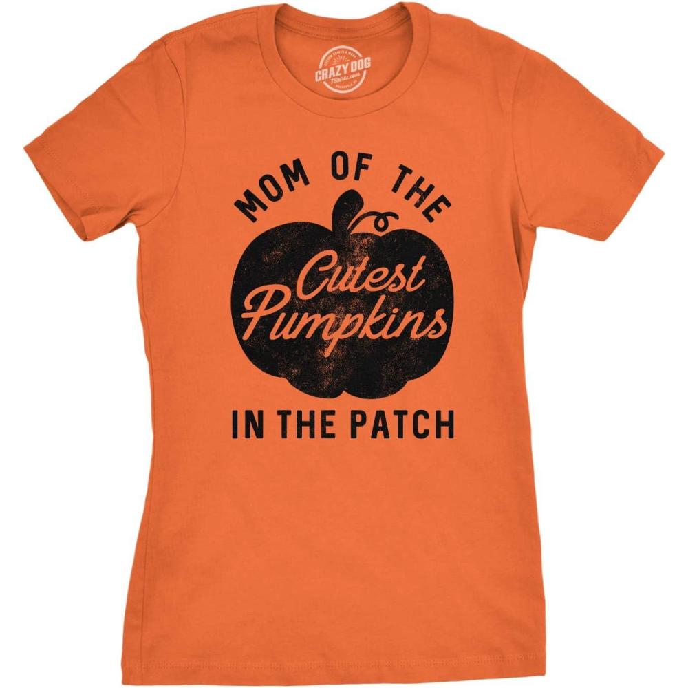 imageWomens Mom of The Cutest Pumpkins in The Patch T Shirt Funny Halloween TeeOrange