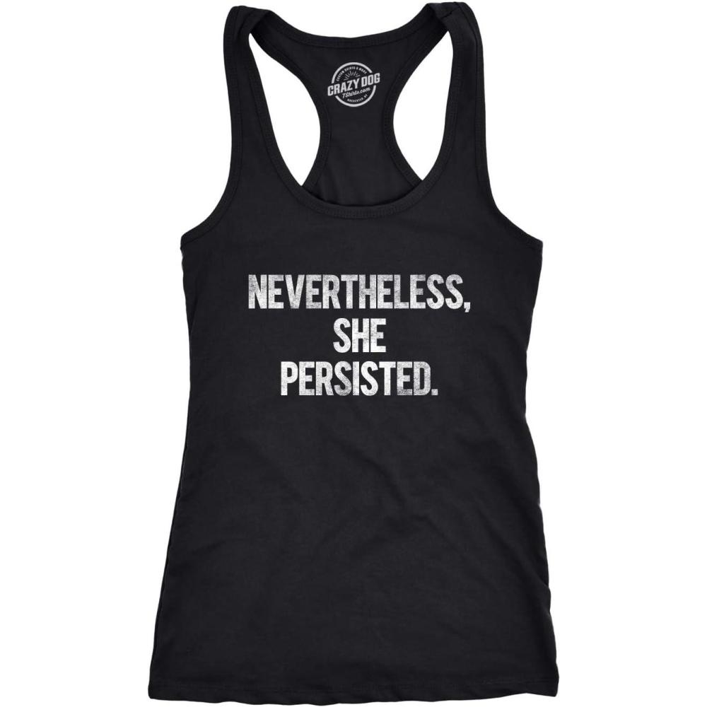 imageWomens Nevertheless She Persisted Funny Political Congress Senate Fitness Tank TopHeather Black