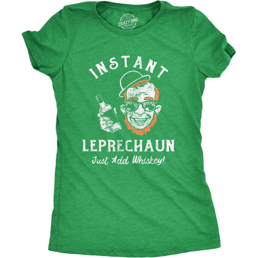 imageWomens Saint Patricks Day T Shirts for Pubs Funny Drinking Shirts for WomenHeather Green Instand Leprechaun