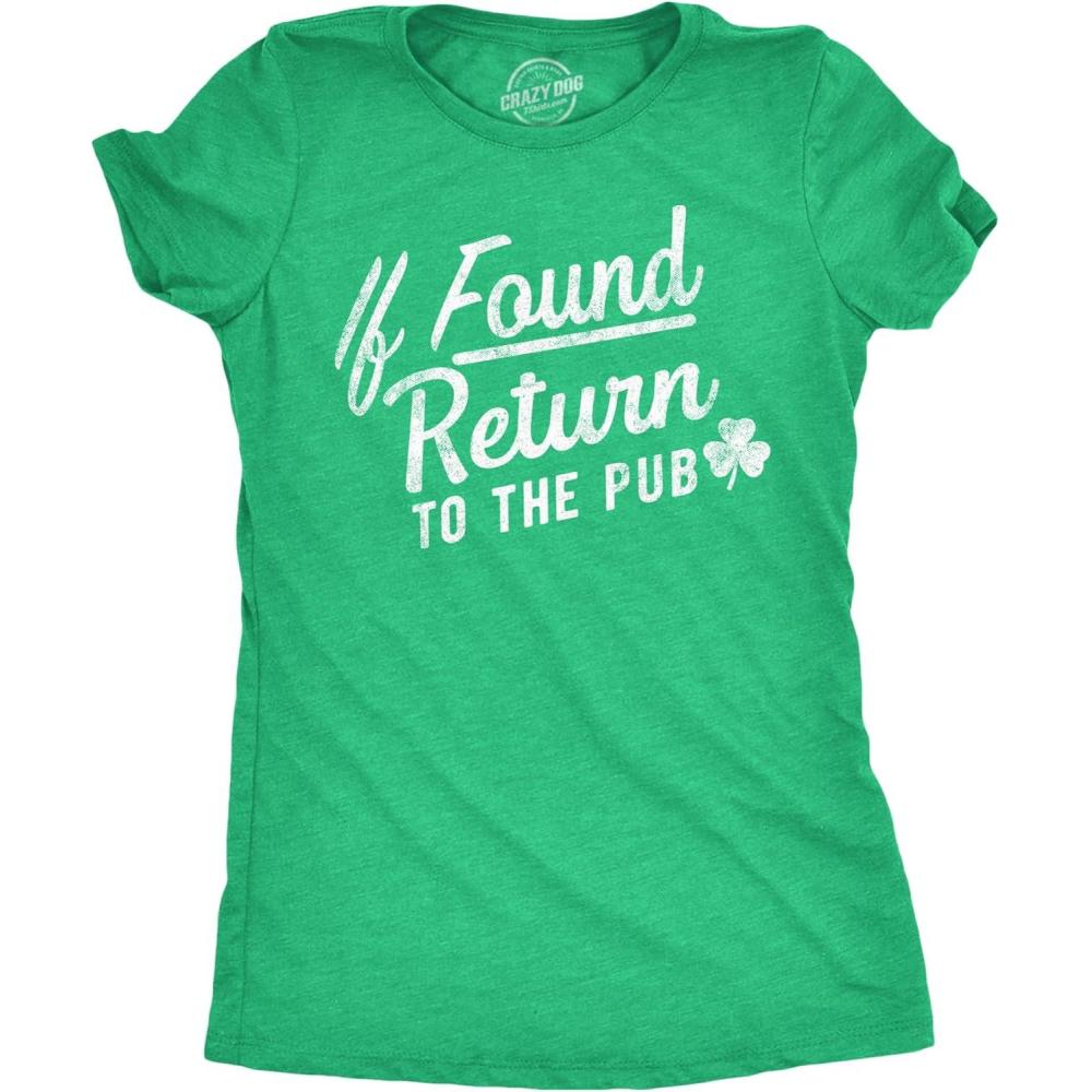 imageWomens Saint Patricks Day T Shirts for Pubs Funny Drinking Shirts for WomenHeather Green Return to the Pub