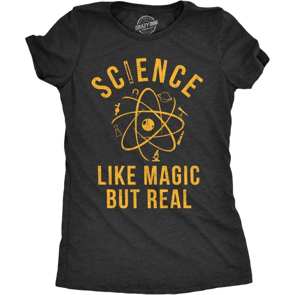 imageWomens Science Like Magic But Real T Shirt Funny Nerdy Teacher TeeHeather Black