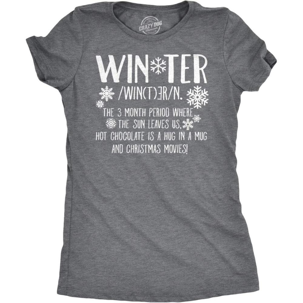 imageWomens Winter Definition Funny Christmas English T Shirt for LadiesDark Heather Grey