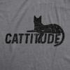 Womens Catitude T Shirt Funny Pet Cat Attitude Tee(Dark Heather Grey)