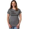 Womens Cats Coffee Weekend T Shirt Cat Mom Tee Addicted to Caffeine Top(Dark Heather Grey)