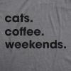 Womens Cats Coffee Weekend T Shirt Cat Mom Tee Addicted to Caffeine Top(Dark Heather Grey)
