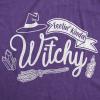 Womens Feelin Kinda Witchy T Shirt Funny Halloween Witch Tee(Heather Purple)