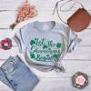 Womens Let The Shenanigans Begin Funny Saint Patricks Day Saying T-Shirt Clover(Light Heather Grey)