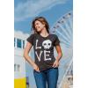 Womens Love Skull T Shirt Funny Skeleton Bones Halloween Party Graphic Tee(Heather Black)