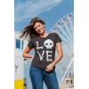 Womens Love Skull T Shirt Funny Skeleton Bones Halloween Party Graphic Tee(Heather Black)