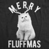 Womens Merry Fluffmas T Shirt Funny Christmas Cat Tee(Black)