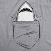 Womens Pocket Shark Funny T Shirts Printed Graphic Jaws Cool Shark Novelty T Shirt(Light Heather Grey – Pocket Shark)