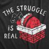 Womens The Struggle is Real T Shirt Funny Xmas Santa Stuck Chimney Joke Tee for Ladies(Heather Black – Struggle)