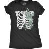 Funny Skeleton T Shirts for Women – Humerus Tees with Bone Tingling Jokes for Ladies(Heather Black – Floral Ribcage)