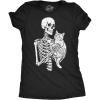 Funny Skeleton T Shirts for Women – Humerus Tees with Bone Tingling Jokes for Ladies(Heather Black – Skeleton Cat)