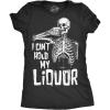 Funny Womens Halloween T Shirts Drinking T Shirts for Halloween Party Cute Tees for Women(Heather Black – Hold Liquor)