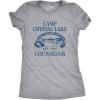 Womens Camp Crystal Lake T Shirt Funny Graphic Camping Vintage Adult Novelty Tees(Light Heather Grey)
