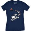Womens Cat Reindeer Sleigh T Shirt Funny Santa Christmas Holiday Party Tee(Navy)
