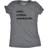 imageWomens Cats Coffee Weekend T Shirt Cat Mom Tee Addicted to Caffeine TopDark Heather Grey