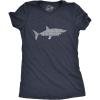 Women’s Dun Dun Dun Cool Graphic Shark T Shirt Great White Jaws Ladies Fish Tee(Heather Navy)