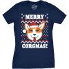 Womens Merry Corgmas Corgi Dog Mom Ugly Christmas Sweater Gift T Shirt Funny(Navy)