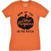 Womens Mom of The Cutest Pumpkins in The Patch T Shirt Funny Halloween Tee(Orange)