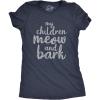 Womens My Children Meow and Bark T Shirt Funny Cats and Dogs Tee(Heather Navy)
