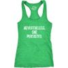 Womens Nevertheless She Persisted Funny Political Congress Senate Fitness Tank Top(Heather Green)