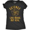 Womens Science Like Magic But Real T Shirt Funny Nerdy Teacher Tee(Heather Black)