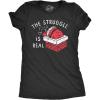 Womens The Struggle is Real T Shirt Funny Xmas Santa Stuck Chimney Joke Tee for Ladies(Heather Black – Struggle)
