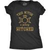 Womens This Witch is Getting Hitched T Shirt Funny Halloween Wedding Bride Tee(Heather Black – Witch Hitched)