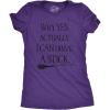 Womens Why Yes I Can Drive A Stick Funny Halloween Witch Sarcastic Cute T Shirt(Heather Purple)