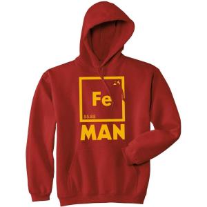 Crazy Dog T-Shirts Mens Iron Science Hoodie Funny Geeky Nerdy Graphic Periodic Table Sweatshirt(Red)