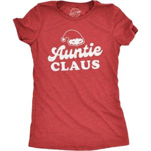 Crazy Dog T-Shirts Papa Mama Uncle Auntie Claus Family Christmas Photo Group Matching Novelty Tees(Heather Red – Auntie)