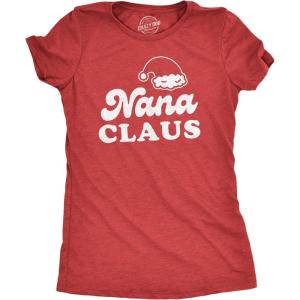 Crazy Dog T-Shirts Papa Mama Uncle Auntie Claus Family Christmas Photo Group Matching Novelty Tees(Heather Red – Nana)