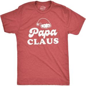 Crazy Dog T-Shirts Papa Mama Uncle Auntie Claus Family Christmas Photo Group Matching Novelty Tees(Heather Red – Papa)