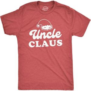 Crazy Dog T-Shirts Papa Mama Uncle Auntie Claus Family Christmas Photo Group Matching Novelty Tees(Heather Red – Uncle)