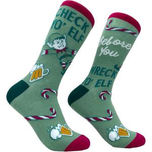Crazy Dog Womens Christmas Socks Cute Cozy Festive Xmas Socks for The Holidays(Check Yo Elf)