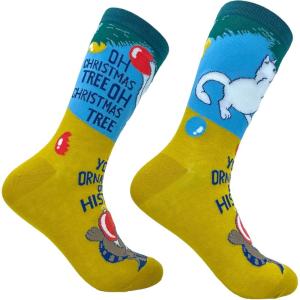 Crazy Dog Womens Christmas Socks Cute Cozy Festive Xmas Socks for The Holidays(Ornaments)