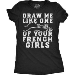 Funny Skeleton T Shirts for Women – Humerus Tees with Bone Tingling Jokes for Ladies(Heather Black – Draw French)