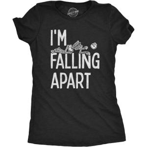 Funny Skeleton T Shirts for Women – Humerus Tees with Bone Tingling Jokes for Ladies(Heather Black – Falling Apart)