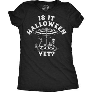 Funny Skeleton T Shirts for Women – Humerus Tees with Bone Tingling Jokes for Ladies(Heather Black – Halloween Yet)