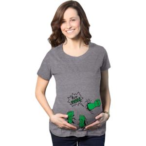 Maternity Bump Smash T Shirt Funny New Baby Announcement Gender Reveal Pregnancy(Dark Heather Grey)