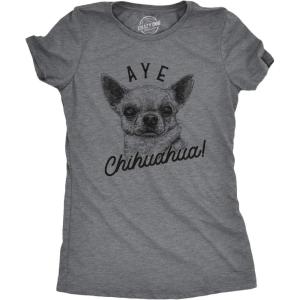 Womens Aye Chihuahua T Shirt Funny Pet Puppy Dog Tee(Dark Heather Grey)