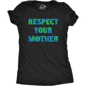 Womens Earth Day T Shirt Funny Awesome Environmental Nature Recycling Tee for Ladies(Heather Black – Respect)
