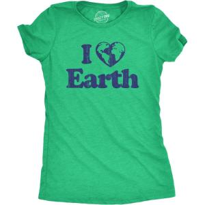 Womens Earth Day T Shirt Funny Awesome Environmental Nature Recycling Tee for Ladies(Heather Green – I Heart Earth)