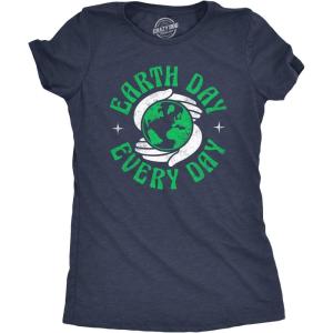 Womens Earth Day T Shirt Funny Awesome Environmental Nature Recycling Tee for Ladies(Heather Navy – Every Day)
