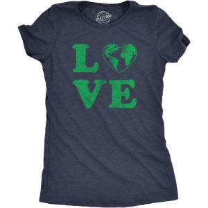 Womens Earth Day T Shirt Funny Awesome Environmental Nature Recycling Tee for Ladies(Heather Navy – Love Earth)
