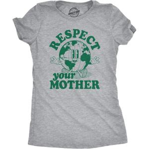 Womens Earth Day T Shirt Funny Awesome Environmental Nature Recycling Tee for Ladies(Light Heather Grey – Respect V2)