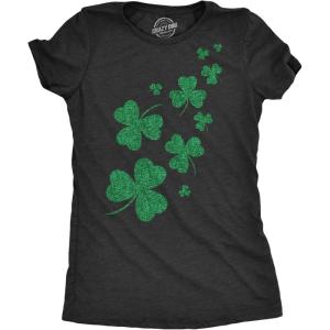 Womens Funny St Patricks Day T Shirts for Girls Cute Tees for Saint Patricks Day(Heather Black)