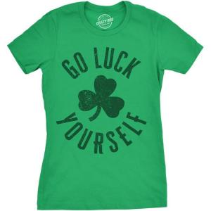 Womens Funny St Patricks Day T Shirts for Girls Cute Tees for Saint Patricks Day(Heather Green – Go Luck Yourself)
